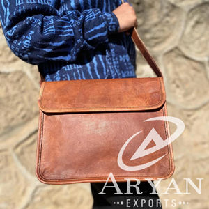 Real Goat Leather Handmade 9*11 Inch <b>Laptop</b> Messenger <b>Bag</b> - Product Image 1