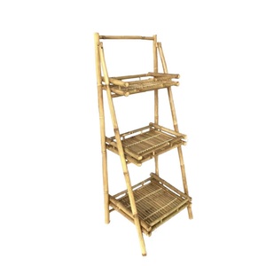 Étagère pliable en bambou Supports de rangement en bois et supports d'échelle Étagères pliantes en bambou toutes saisons - Product Image 1