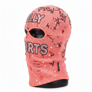 Pasamontañas para Mujer, Tejido de Punto Elástico Suave de 260 GSM, Color Rosa con Pedrería, Logotipo Personalizado Termoadhesivo, Pasamontañas de Alta Calidad - Product Image 4