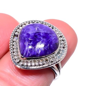 Tendencia 925 plata esterlina Charoite anillo de piedras preciosas joyería hecha a mano plata estilo bohemio anillo joyería para mujeres regalo para niñas - Product Image 2