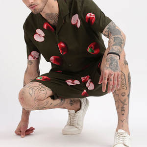 Affordable Price Best Selling <b>Men</b> Printed <b>Shorts</b> Set Outdoor Wear <b>Slim</b> <b>Fit</b> Plus Size Tropical Printed T-Shirt & <b>Shorts</b> Set - Product Image 4