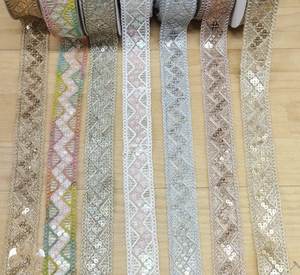 Encaje de Organza Personalizado, Ecológico, de Lujo, Sexy, Multicolor, con Cuentas, Lentejuelas, Trabajo de Espejo y Crochet, Surtido para Ropa y Hogar - Product Image 5