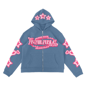Streetwear poids lourd de luxe graphique de logo personnalisé 100% coton vêtements pour hommes sweats à capuche thermiques - Product Image 4