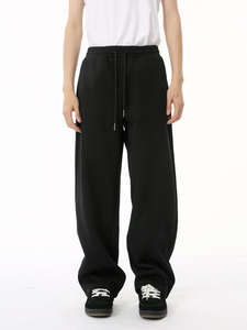 Pantalons de survêtement d'hiver pour hommes, décontractés, taille mi-haute, poids lourd, coupe ample, jambe large, style vintage, délavage acide, streetwear, polyester et coton - Product Image 6