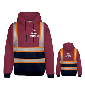 Reflective Safety Hoodie Winter Construction Workwear Warm <b>Fleece</b> Lined <b>Hi</b> <b>Vis</b> Protective Clothing - Product Image 1