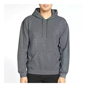 Wholesale Custom Blank Design Pullover Hoodies for <b>Men</b> High Quality 100% Cotton Fleece Fabric Solid <b>Grey</b> Color Breathable <b>Hoodie</b> - Product Image 1