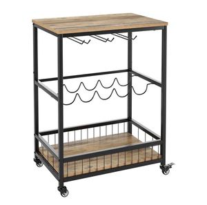 Industrial rectangular steel wine rack bar cart hotel <b>serving</b> <b>trolley</b> food wine & glasses holders bar carts for home catering - Product Image 1
