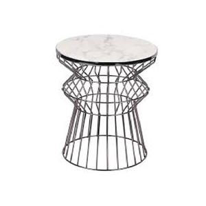 Table d'appoint ronde multifonctionnelle avec panier de rangement et dessus en marbre Table d'appoint moderne avec cadre métallique pour le salon Produit échangeable - Product Image 4