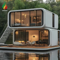 Villa Modulaire Préfabriquée de Luxe Moderne en Acier, Type Cabine Apple, 2 Chambres, Cuisine, Salon, Étanche et Écologique – Approvisionnement Direct Usine