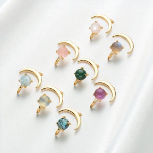 8 MM rond lisse Rose Quartz pierres précieuses anneaux célestes pour les femmes réglable bague en argent bijoux - Product Image 2