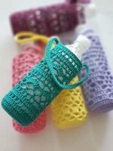 Couvercle de bouteille en crochet de style bohème fait à la main en coton écologique pour enfants voyage inde sangles tricotées à la main chauffe-biberon - Product Image 2