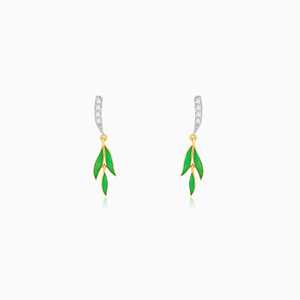 Hermosos Pendientes Heer de Diamantes Cultivados en Laboratorio de GIVA en Forma de Hoja de Iris Dorada para Mujeres Elegantes, Colección de Joyería - Product Image 2