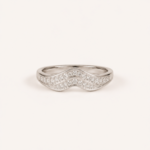 Celeste Wave Gold-Plated Stainless <b>Steel</b> Geometric CZ <b>Ring</b> - Product Image 4