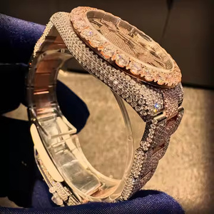 Mechanical Style Dial Sapphire Crystal <b>Stainless</b> <b>Steel</b> Fashion 5mm Case Moissanite Diamond Quartz Watch - Product Image 6