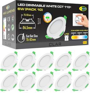 Spot LED encastrable CLAR dimmable 6W en aluminium ultra-plat pour plafond, découpe 75-91 mm, finition blanche, garantie 3 ans - Product Image 1