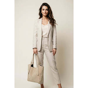 Borsa a Spalla da Donna in Vera Pelle Scamosciata e Pelle Dollaro Art. 26076-Fabbricato in Italia" - Product Image 2