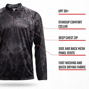 Camiseta de Pesca de Manga Corta con Cierre de 1/4 para Hombre, Secado Rápido, Transpirable, Impermeable, Anti-UV, Ropa Deportiva, Logotipo Personalizado OEM - Product Image 3