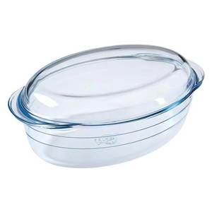 Plat à four ovale en verre trempé transparent de 1 L avec couvercle 33x20x12cm Modèle 459AC00 1743 par O Cuisine - Product Image 2