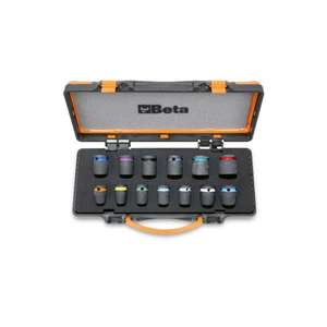 BETA Jeu de douilles phosphatées colorées à l'impact 13 pièces 1 tailles 1/2 ''dans un boîtier en métal - Product Image 1
