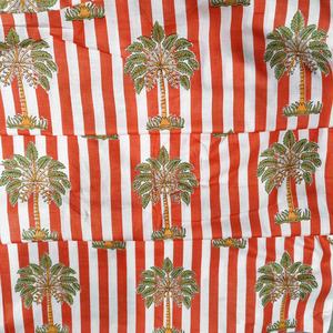 Organic <b>Carded</b> Printed Cambric Fabric Red Palm Tree Custom Indian Handmade Cotton Lightweight Boys Running Dress Curtain Shirt - Product Image 5