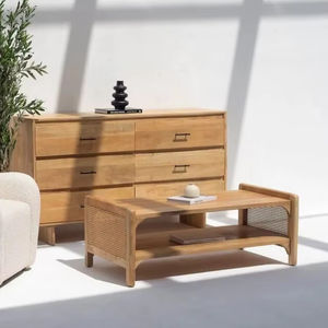 Table basse moderne faite à la main en bois de manguier massif de qualité supérieure avec meubles de salon en rotin pour usage domestique - Product Image 1