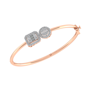 14K สร้อยข้อมือทองแท้ดีไซน์เนอร์เสน่ห์แบบเปิดคู่พร้อมเพชรที่ปลูกในห้องปฏิบัติการสำหรับงานแต่งงาน - Product Image 1