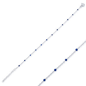 Dark Blue Enamel Design Gold Plated Turkish Handcrafted Wedding Trendy 925 Sterling Silver <b>Chain</b> Bracelet - Product Image 4