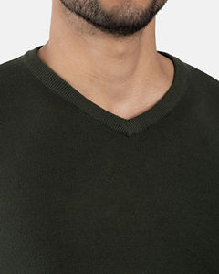 Pull en tricot à manches longues pour hommes en gros, col rond, tricot uni, col rond, logo brodé personnalisé, pulls en tricot pour hommes - Product Image 6