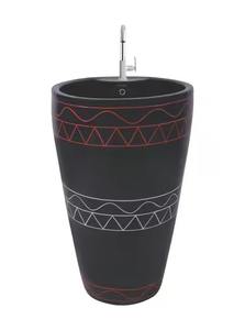 อ่างล้างหน้าแบบแท่นเซรามิกทรงกลมสี1st คลาสอ่างล้างจานลาวาโบเล็กหรูหราดีไซน์ดอกไม้ส่งออกจากอินเดีย - Product Image 4