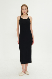 Robe chic tricotée à col licou pour femmes Robe sans manches en tricot côtelé respirant de haute qualité Services OEM personnalisables - Product Image 5