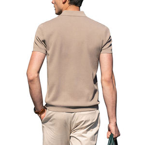 เสื้อยืดผ้าคอตตอนถักสำหรับใส่ลำลองทรงพอดีตัวทำจากผ้าฝ้าย100% โลโก้ตามสั่ง - Product Image 2