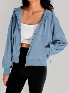 Sweat-shirt zippé à la mode pour femmes veste décontracté confortable grande taille sweats à capuche pour Gym Sports d'hiver course avant Logo-pour - Product Image 5
