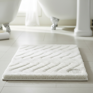 Modern Soft Absorbent 300g Premium <b>Linen</b> <b>Yarn</b> Rectangle Bath Mat with Non-Slip Backing Durable Texture for Home or Hotel Use - Product Image 2