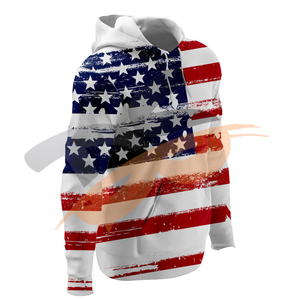 Sudaderas con capucha transpirables de sublimación con estampado 3D de bandera americana para hombre - Product Image 3