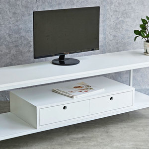 Mueble para TV de Diseño Ministral, Forma Ovalada con Cajón, 180x40x45cm, Madera de Caucho y Estructura de Hierro para Sala de Estar KTV68090 - Product Image 2
