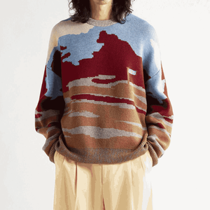 Logo de mode de haute qualité personnalisé coton et Mohair ample surdimensionné hommes tricotés hommes chandails Jacquard hommes chandails - Product Image 6