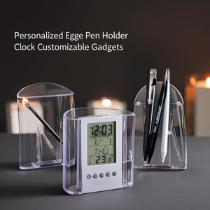 Portapenne Personalizzato a Forma di Uovo con Orologio, Gadget Personalizzabile - Product Image 3