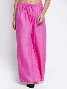 Pantalon évasé formel pour femme en rayonne et coton, coupe ample, longueur pleine, infroissable, respirant, plissé devant, avec cordon de serrage - Product Image 3