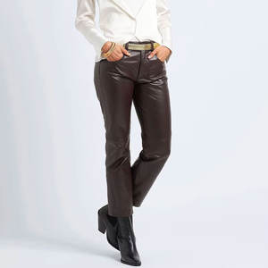 Pantalons en cuir pour femmes, style urbain, nouvelle collection, devant plat, service OEM, fabrication en usine avec options personnalisables - Product Image 2