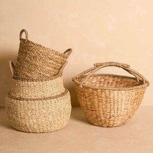Cestas de Almacenamiento de Jacinto de Agua de Doble Nivel con Tapa, Fibras Naturales, Tela de Ratán, Accesorio de Baño Organizado y sin Desorden - Product Image 6