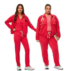 2025 conjuntos de uniformes de fregado uniformes de calidad estable enfermería transpirable Hospital conjuntos médicos Scrubs mujeres Color rojo uniforme de enfermera - Product Image 5