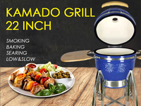 Barbecue en céramique d'extérieur Kimstone de 22 pouces, brasero durable en acier inoxydable émaillé, design pliable