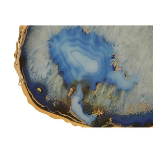 Bandeja de servicio de piedra de ágata natural de nuevo diseño superventas con mango chapado en oro a precio barato - Product Image 6