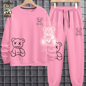 Ensemble de survêtement unisexe rose tendance, vente en gros OEM, logo personnalisé, tenue décontractée, ensemble jogging, sweat-shirt et pantalon de survêtement respirant pour l'hiver - Product Image 2