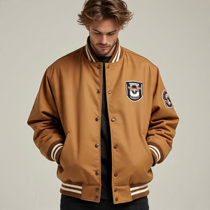 แจ็กเก็ตเลตเทอร์แมนสำหรับผู้ชายแจ็คเก็ตเบสบอลบอมเบอร์ทีมตัวแทนแขนยาว - Product Image 3