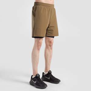 Dual <b>Flex</b> Pro Basketball Compression Shorts 100% Polyester Camel Color Elastic Waist Embroidery Logo Decoration Woven Weaving - Product Image 3
