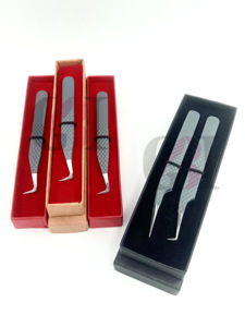 Pince à cils droits Pro en acier inoxydable avec revêtement en poudre gris à 90 degrés Volume de la botte maigre Outil de beauté avec logo personnalisé - Product Image 6