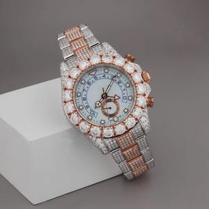Montre de luxe pour homme, grande taille, entièrement sertie de diamants Moissanite VVS, entièrement en acier inoxydable, mouvement automatique à quartz, style Hip Hop - Product Image 1