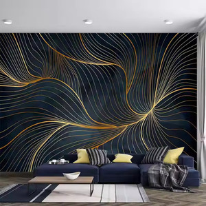 Papier Peint Mural Vintage Abstrait Ligne d'Or Personnalisé 3D Auto-Adhésif Chambre Salon Canapé Tv Fond Mur <span class=keywords><strong>Restaurant</strong></span> 3D - Product Image 1