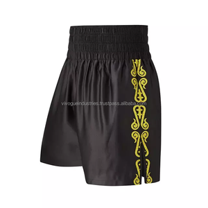 Shorts de boxe Muay Thai bleus personnalisés unisexes pour adultes, 100% polyester respirant, 220g, séchage rapide, broderie, impression par sublimation, OEM - Product Image 4